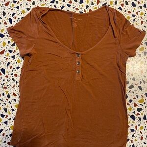 American Eagle Outfitters Women's Rust Short Sleeve Tee